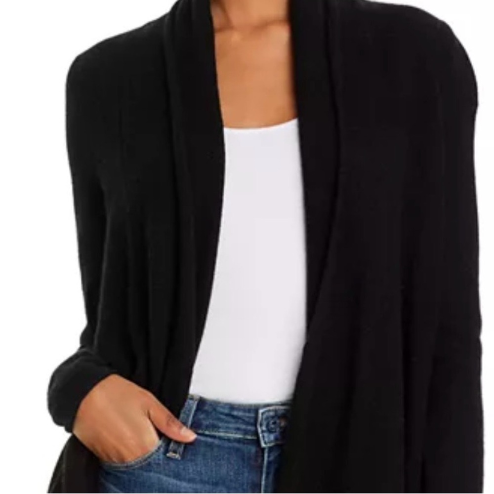 Michael Stars Black Open-Front Shawl Collar Cardigan